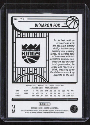 2022 Panini Hoops De'Aaron Fox #157 Teal Explosive