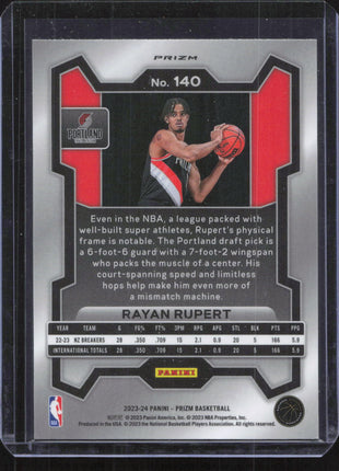 2023 Panini Prizm Rayan Rupert #140 White