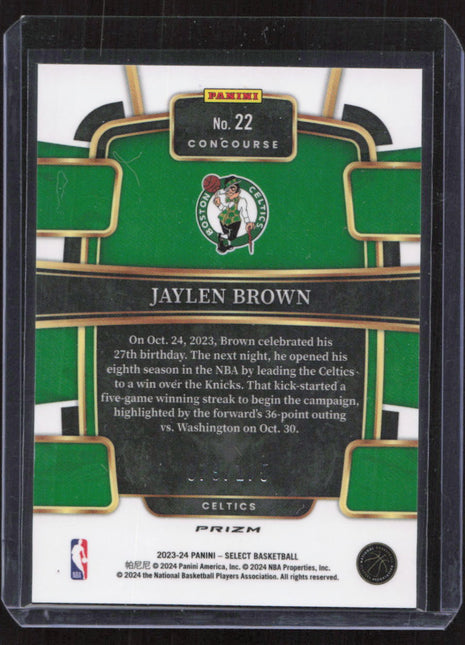 2023 Panini Select Jaylen Brown #22 Purple Flash 79/175