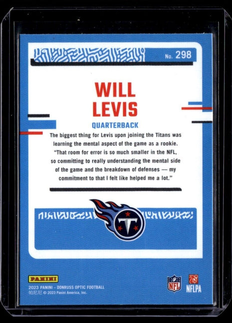 2023 Donruss Optic Rated Rookie Preview Prizm Will Levis Tennessee Titans #397