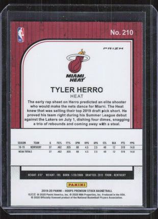 2019-20 Hoops Premium Stock Tyler Herro Rookie Miami Heat #210