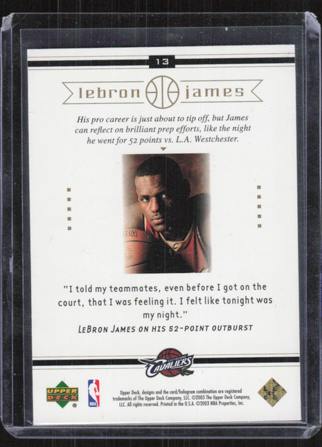 2003-04 Upper Deck LeBron James LeBron James Rookie Cleveland Cavaliers #13