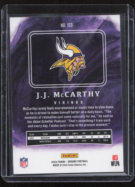 2024 Panini J.J. McCarthy #103 RC