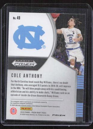 2020 Panini Prizm Cole Anthony #49 Draft Picks Collegiate