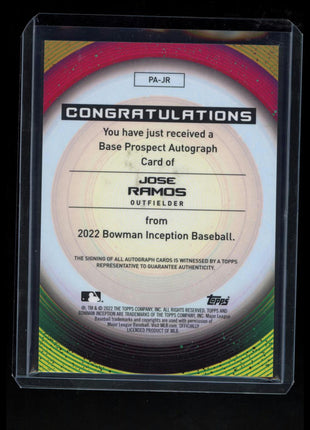 2022 Topps Bowman Inception Jose Ramos #PA-JR Prospect Autographs 073/200