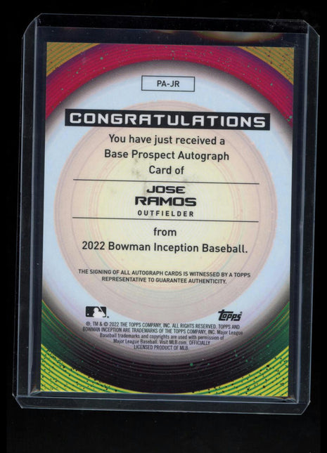 2022 Topps Bowman Inception Jose Ramos #PA-JR Prospect Autographs 073/200