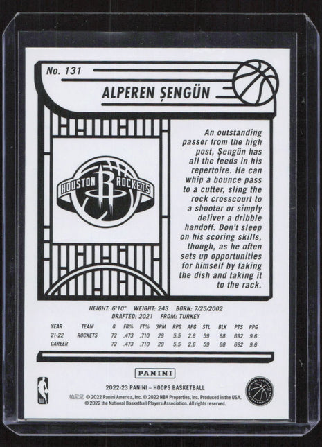 2022 Panini Hoops Alperen Sengun #131