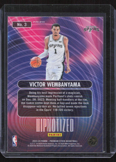 2023-24 NBA Hoops Premium Victor Wembanyama #3 Hipnotized Insert SSP RC