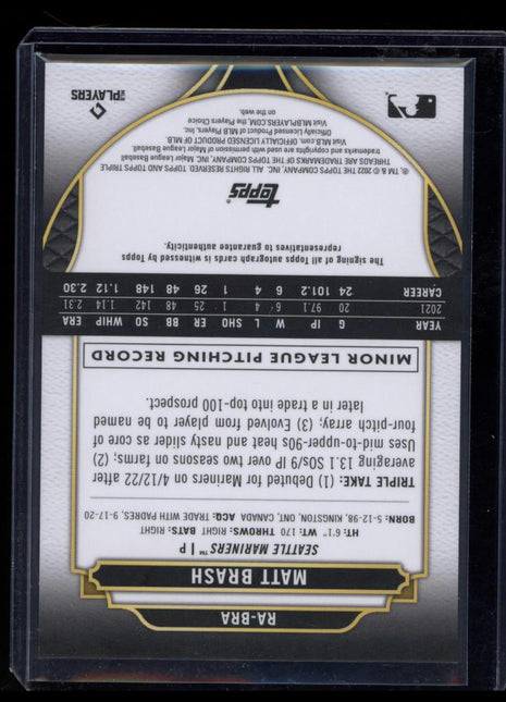 2022 Topps Triple Threads Matt Brash #RA-BRA Autograph RC 040/199