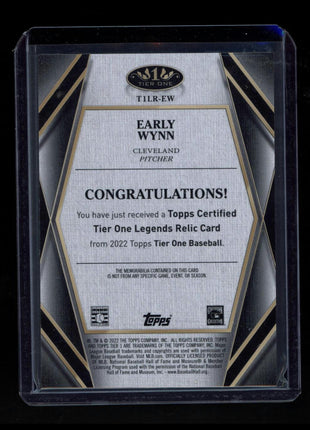 2022 Topps Tier One Early Wynn Legends 061/149 Memorabilia