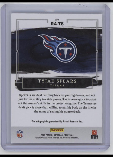 2023 Panini Impeccable Tyjae Spears