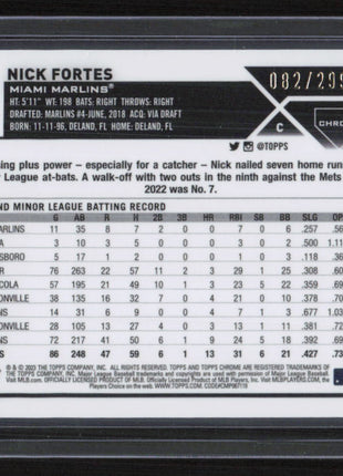 2022 Topps Chrome Nick Fortes Purple Speckle Refractor #USC77 #82/299