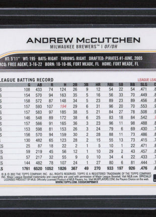 2022 Topps Holiday Andrew McCutchen Short Print #HW178b