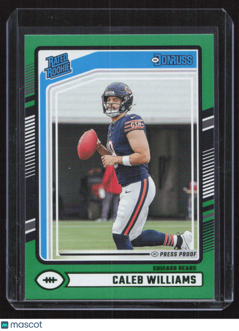 2024 Panini Donruss Football Caleb Williams #327 Green Press Proof Rated Rookie