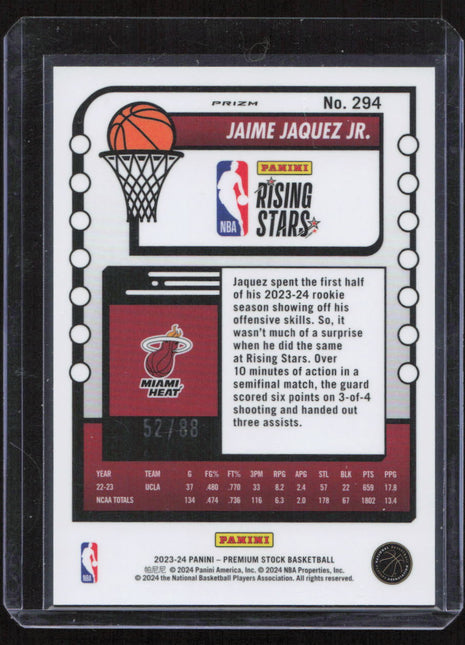 2023 Panini Rising Stars Jaime Jaquez Jr. #294 52/88 RC