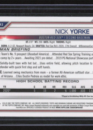 2021 Topps Bowman Chrome Nick Yorke Prospect Shimmer #BCP-243