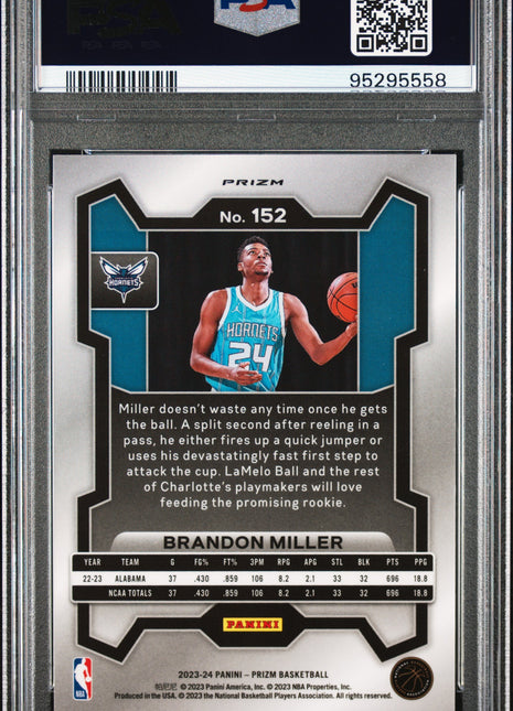 2023 Panini Prizm Brandon Miller #152 Green Prizm PSA 9