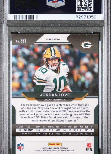 2020 Panini Prizm Jordan Love #363 Disco Prizm PSA 9