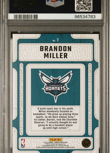 2023 Donruss Hardwood Masters Brandon Miller #7 Red Fireworks 19/25 PSA 10