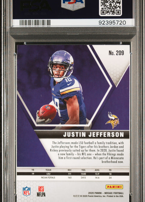 2020 Panini Mosaic Justin Jefferson #209 PSA 10