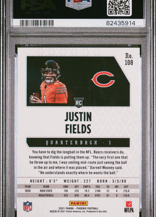 2021 Panini Phoenix Justin Fields #108 Fire Burst PSA 10