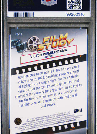 2023 Topps Chrome Film Study Victor Wembanyama #FS13 Blue BK Ref PSA 10