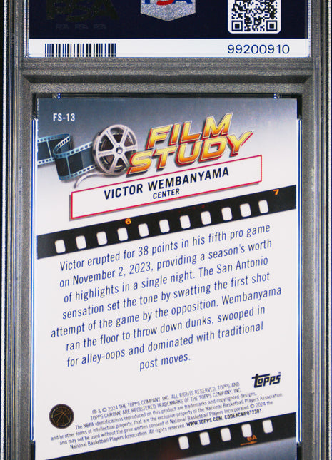 2023 Topps Chrome Film Study Victor Wembanyama #FS13 Blue BK Ref PSA 10