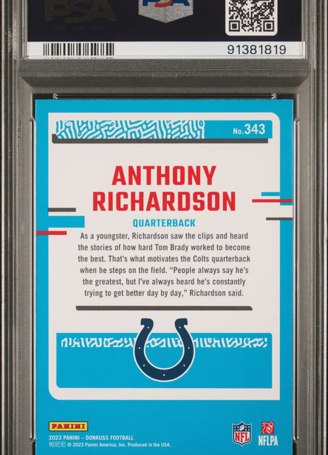 2023 Panini Donruss Anthony Richardson #343 PSA 10