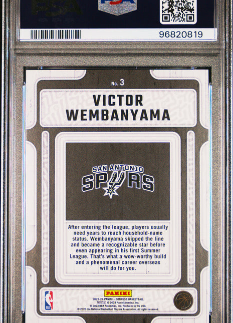 2023 Panini Donruss Victor Wembanyama #3 Hardwood Masters Red PSA 10