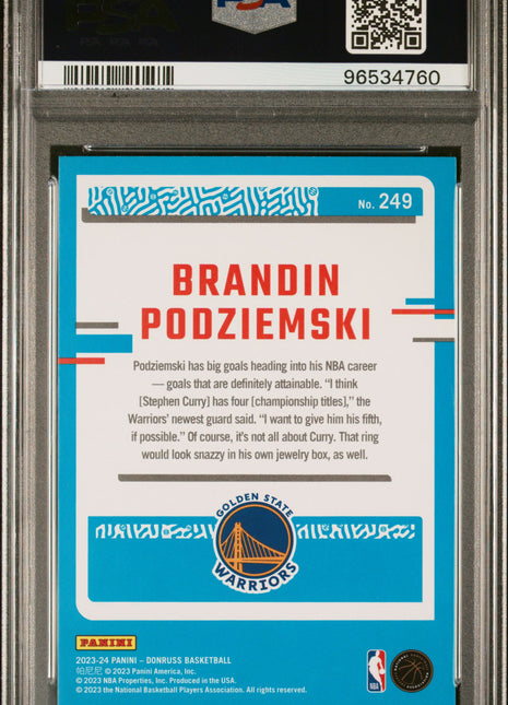 2023 Panini Donruss Brandin Podziemski #249 Red PSA 9