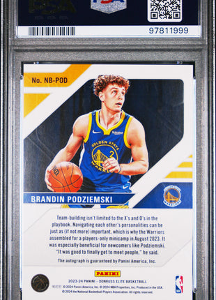 2023 Donruss Elite New Breed Auto Brandin Podziemski #NBPOD Red & GRN PSA 10