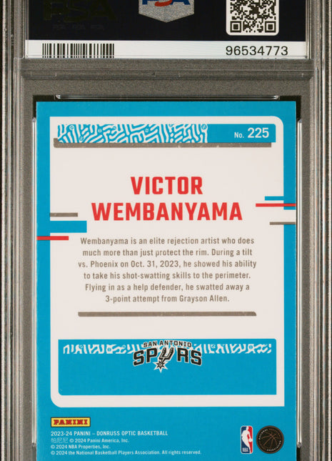 2023 Panini Donruss Optic Victor Wembanyama #225 PSA 9