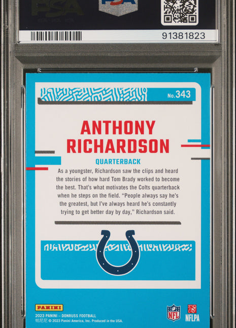 2023 Panini Donruss Anthony Richardson #343 PSA 10