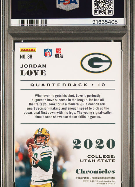 2020 Panini Chronicles Jordan Love #38 Teal PSA 10