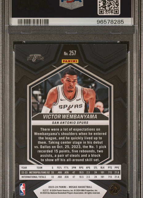 2023 Panini Mosaic Victor Wembanyama #257 PSA 10