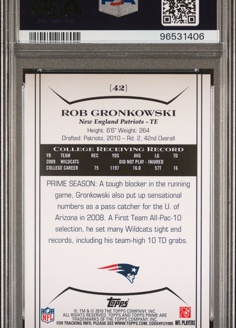 2010 Topps Prime Rob Gronkowski #42 Retail PSA 9