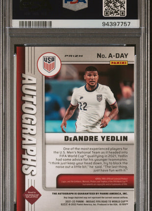 2021-2022 Panini Mosaic FIFA World Cup Autographs Mosaic DeAndre Yedlin PSA 9