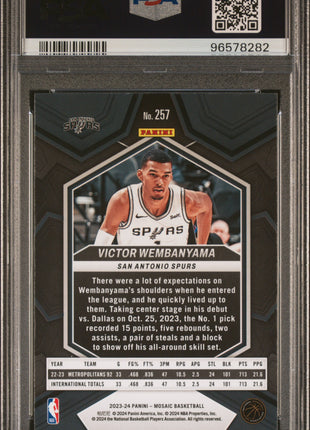 2023 Panini Mosaic Victor Wembanyama #257 NBA Debut PSA 9