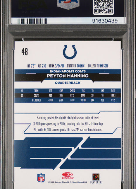 2006 Leaf Rookies & Stars Longevity Target Peyton Manning 53/149 PSA 9