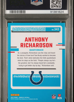 2023 Panini Donruss Anthony Richardson #343 PSA 10