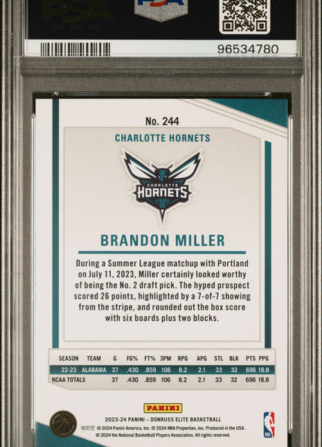 2023 Panini Donruss Elite Brandon Miller #244 International PSA 9