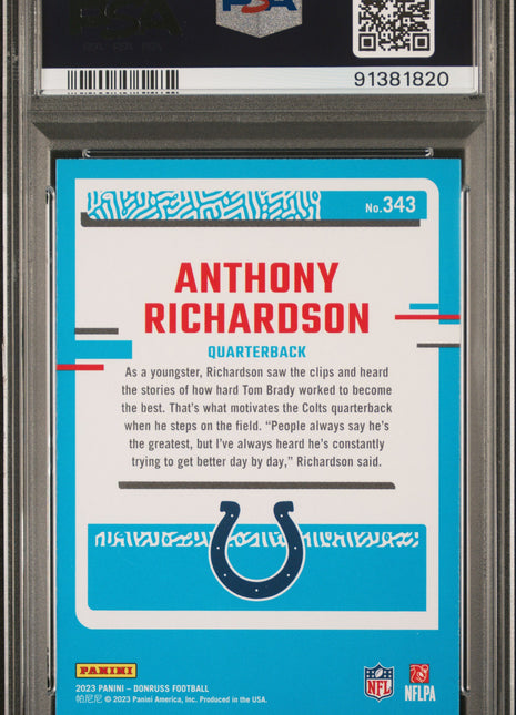 2023 Panini Donruss Anthony Richardson #343 PSA 10