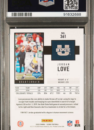 2020 Panini Score Jordan Love #361 Gold PSA 10