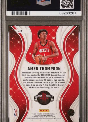 2023 Panini Donruss Magicians Amen Thompson #3 Magicians Holo R&G Laser PSA 9