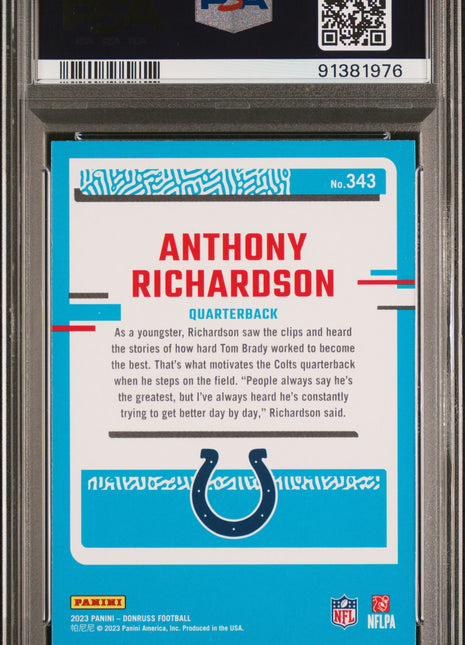 2023 Panini Donruss Anthony Richardson #343 PSA 10