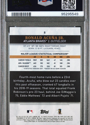 2020 Topps Gold Label Ronald Acuna JR. #8 Class 2 Gold 1/1 PSA 9