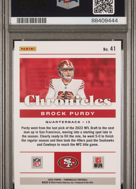 2022 Panini Chronicles Brock Purdy #41 PSA 10