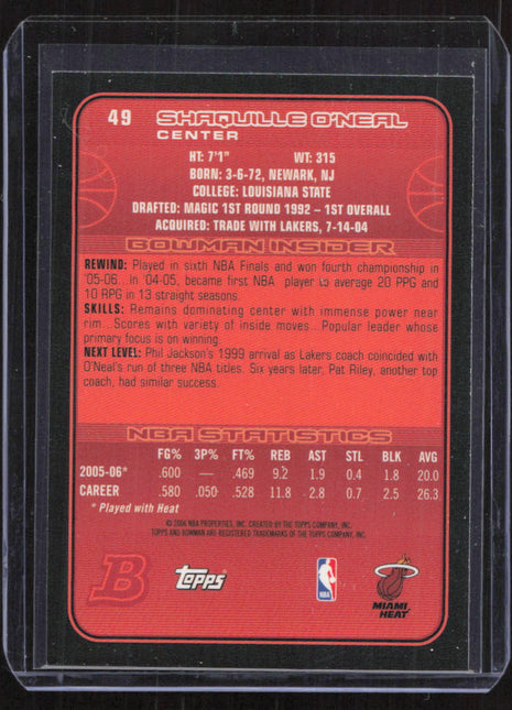 2006 Topps Bowman Shaquille O'Neal #49