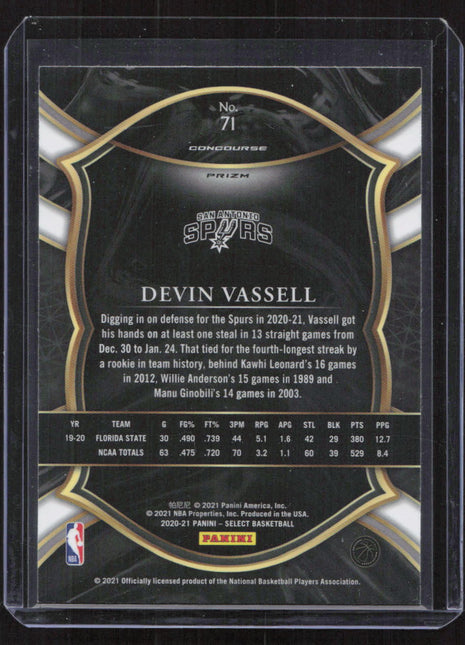 2020 Panini Select Devin Vassell #71 Shimmer