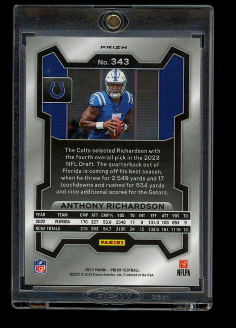 2023 Panini Prizm Anthony Richardson #343 Orange No Huddle Disco